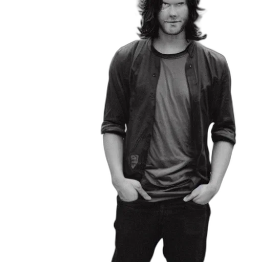 jacket, photorealistic, pencil sketch, photoshoot, japanese, jared, padalecki, soft transparent PNG cut-out