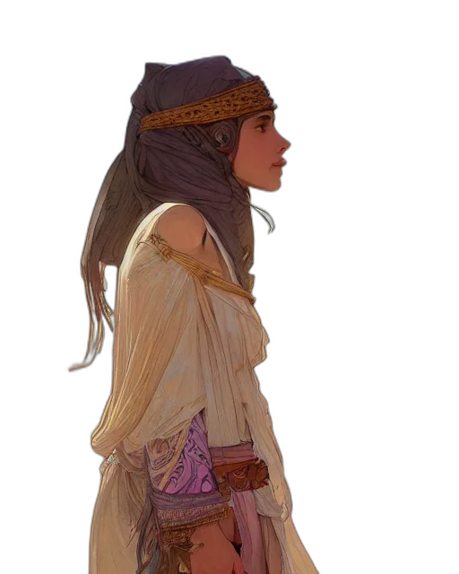 hat, staff, dress, jewelry, concept art, fantasy art, photorealistic, oil painting transparent PNG cut-out