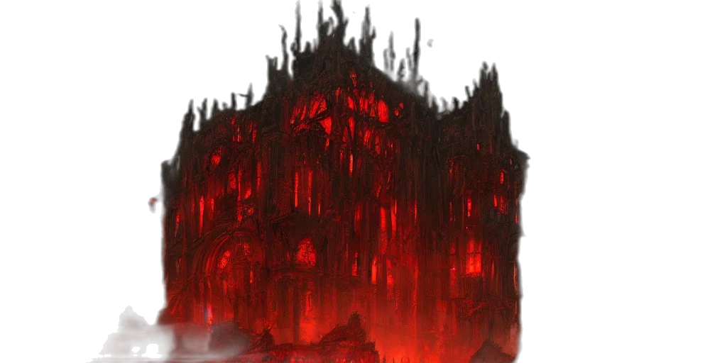 concept art, fantasy art, 3d render, pixel art, fire, fog, red, grimdark transparent PNG cut-out