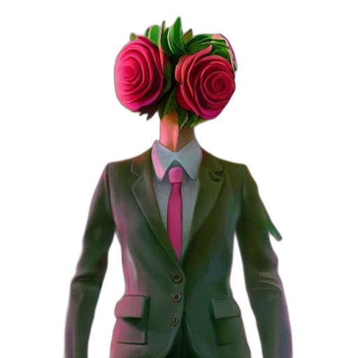 jacket, flower, mask, hat, 3d render, vaporwave, concept art, cyberpunk transparent PNG cut-out