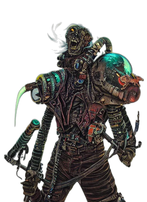 robot, mask, staff, creature transparent PNG cut-out