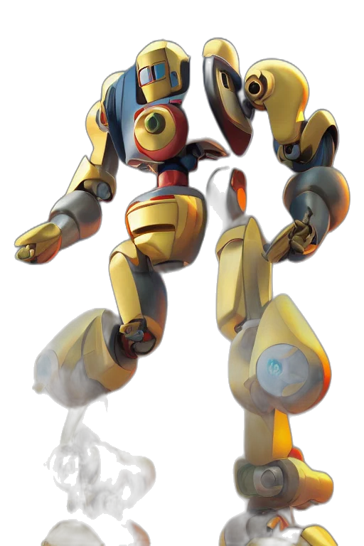 robot, weapon, concept art, 3d render, pixel art, fantasy art, golden, metabots transparent PNG cut-out