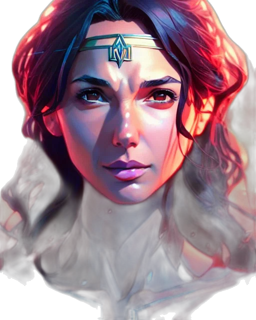 face, crown, fantasy art, concept art, comic book art, photorealistic, neon lights, red transparent PNG cut-out