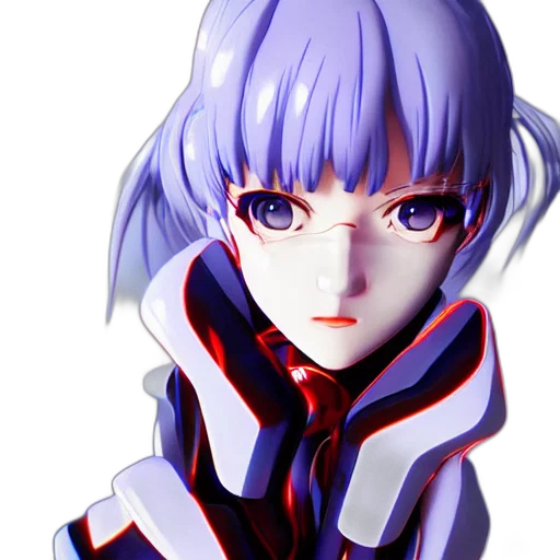 face, robot, jacket, anime, 3d render, photorealistic, concept art, blue transparent PNG cut-out