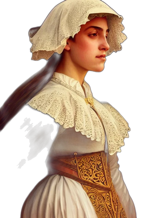 staff, hat, face, dress, fantasy art, concept art, photorealistic, oil painting transparent PNG cut-out