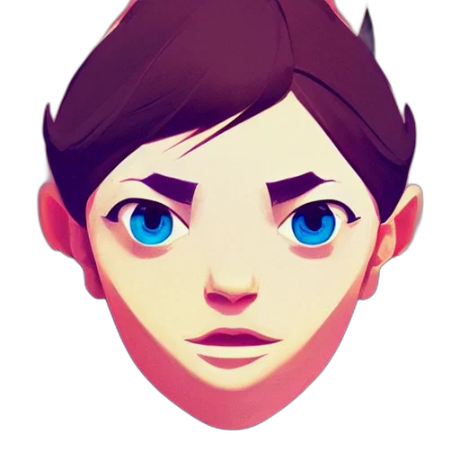 face, mask, cartoon, 3d render, concept art, anime, blue, colorful transparent PNG cut-out