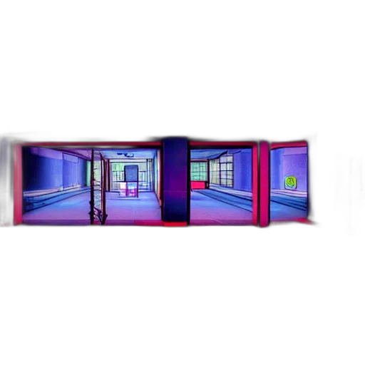 furniture, building, 3d render, concept art, vaporwave, photorealistic, neon lights, outer space transparent PNG cut-out