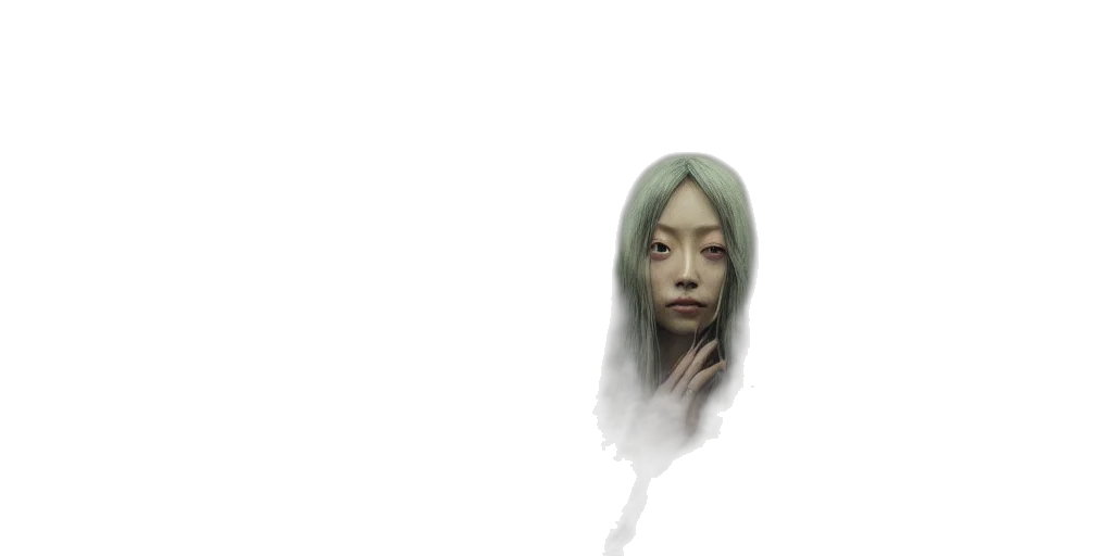 face, mask, creature, hair, photorealistic, concept art, fantasy art, watercolor transparent PNG cut-out