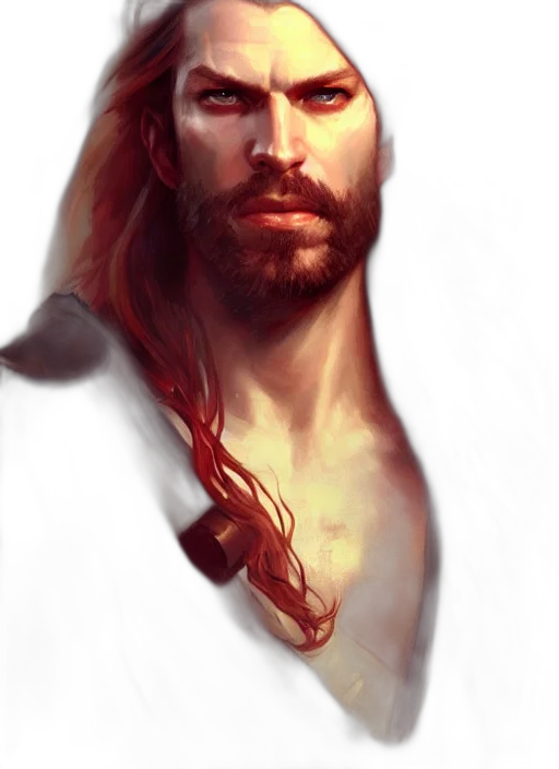 sword, face, fantasy art, photorealistic, concept art, watercolor, red, golden transparent PNG cut-out