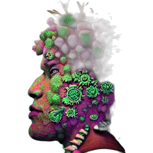 crown, face, mask, flower, 3d render, photorealistic, concept art, pixel art transparent PNG cut-out