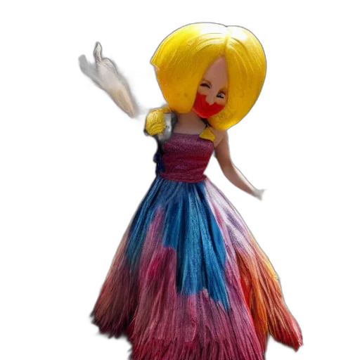dress, hair, creature, staff transparent PNG cut-out