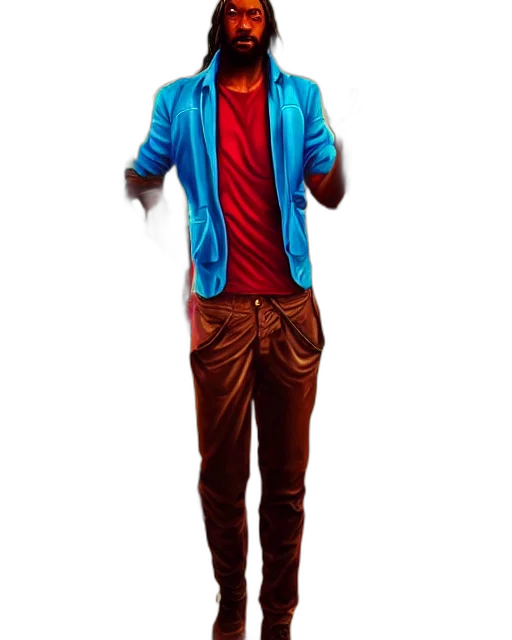 jacket, staff, 3d render, concept art transparent PNG cut-out