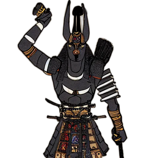 staff, weapon, concept art, pixel art, fantasy art, anime, anubis, samurai transparent PNG cut-out