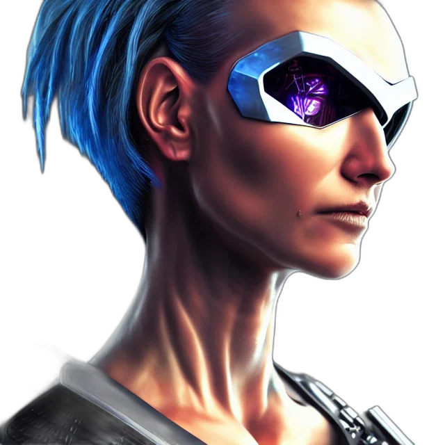 face, mask, robot, cyberpunk, concept art, comic book art, fantasy art, blue transparent PNG cut-out