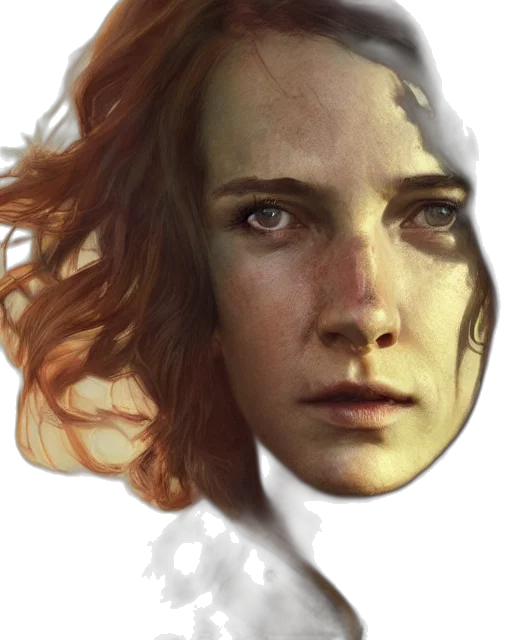 face, mask, hair, robot, photorealistic, concept art, fantasy art, comic book art transparent PNG cut-out