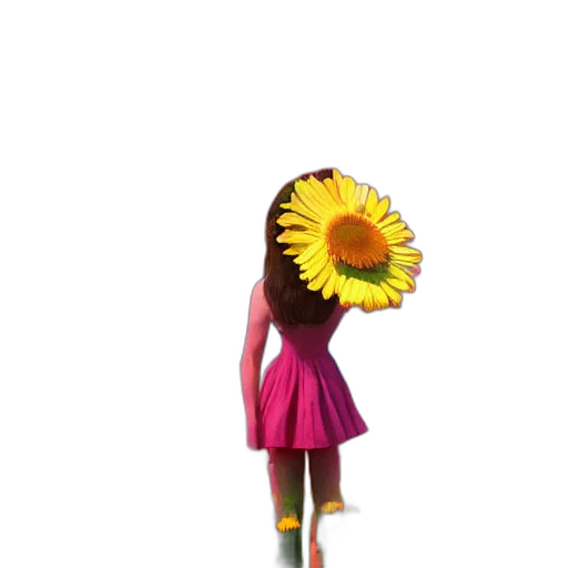flower, dress, staff, umbrella, 3d render, concept art, photorealistic, pixel art transparent PNG cut-out