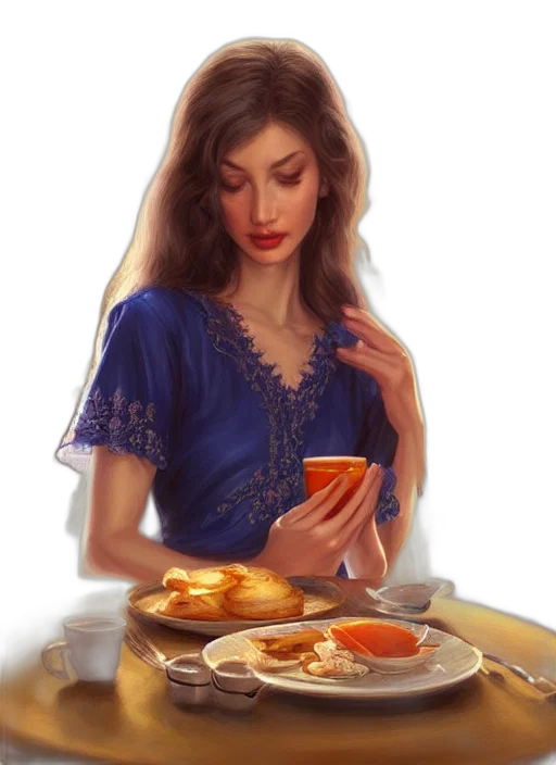 food, dress, jewelry, oil painting transparent PNG cut-out