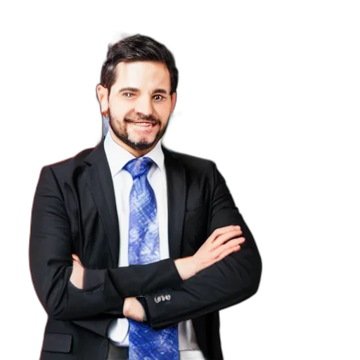 staff, jacket, face, photorealistic, entrepreneur, comes, out, creating transparent PNG cut-out