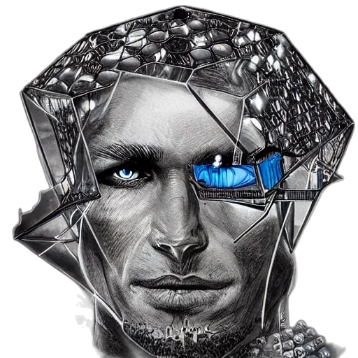 robot, face, mask, cyberpunk transparent PNG cut-out
