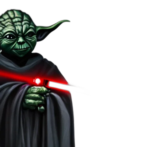 staff, concept art, fantasy art, 3d render, comic book art, yoda, dressed, darth transparent PNG cut-out