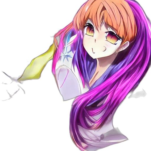 staff, hair, weapon, flower, anime, cartoon, watercolor, pixel art transparent PNG cut-out