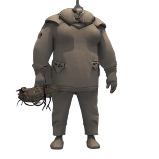 jacket, creature, animal, robot, 3d render, concept art, fantasy art, earth tones transparent PNG cut-out