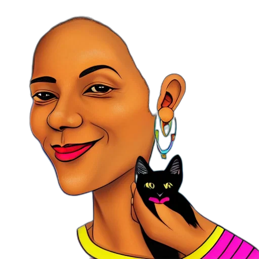 jewelry, cartoon, photorealistic, concept art, comic book art, adult, black, woman transparent PNG cut-out