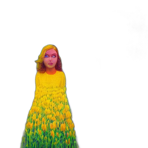 dress, flower, hair, creature transparent PNG cut-out