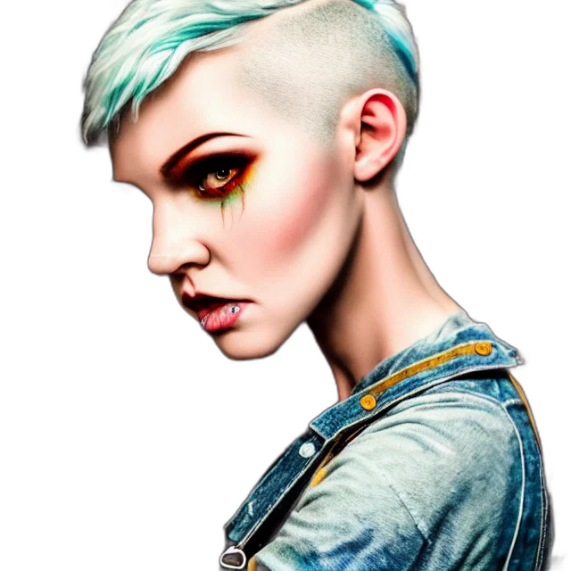 face, hair, robot, jewelry, photorealistic, fantasy art, cyberpunk, concept art transparent PNG cut-out