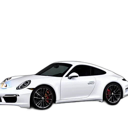 car, photorealistic, 3d render, concept art, white, porsche, racing, highway transparent PNG cut-out