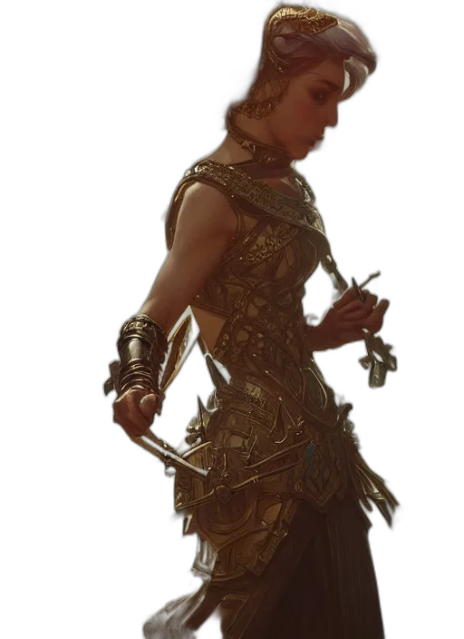 sword, weapon, dress, staff, concept art, fantasy art, comic book art, 3d render transparent PNG cut-out
