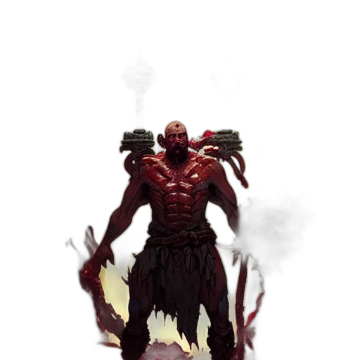 creature, weapon, staff, concept art, fantasy art, pixel art, comic book art, red transparent PNG cut-out