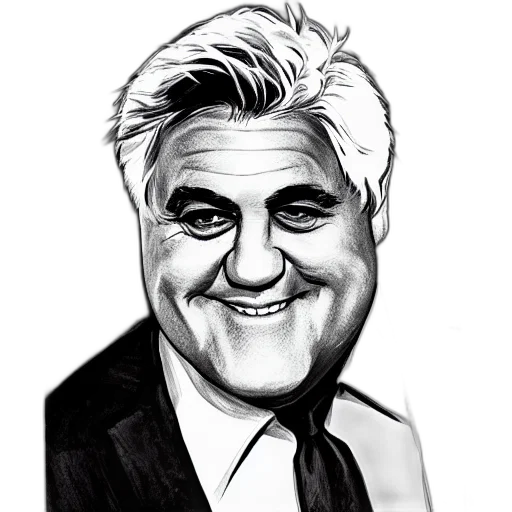 face, cartoon, photorealistic, comic book art, pencil sketch, jay, leno, artwork transparent PNG cut-out