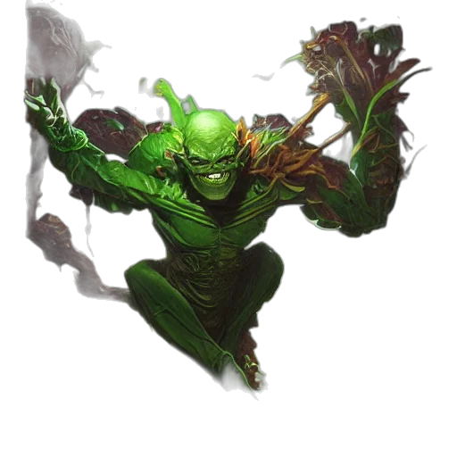 creature, staff, mask, dragon, concept art, fantasy art, comic book art, green transparent PNG cut-out