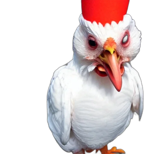 animal, creature, food, hat, photorealistic, 3d render, concept art, chicken transparent PNG cut-out