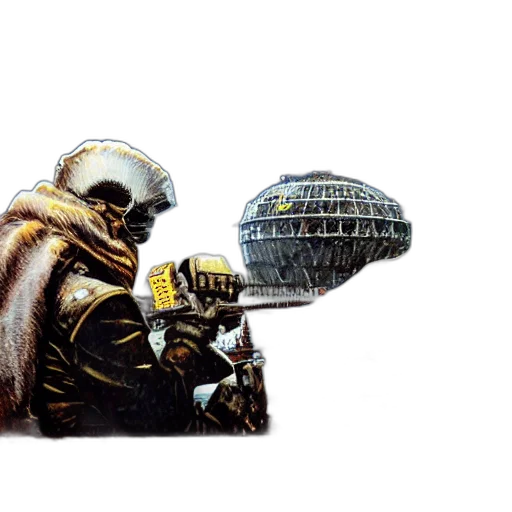 jacket, robot, hat, mask, concept art, comic book art, pixel art, outer space transparent PNG cut-out