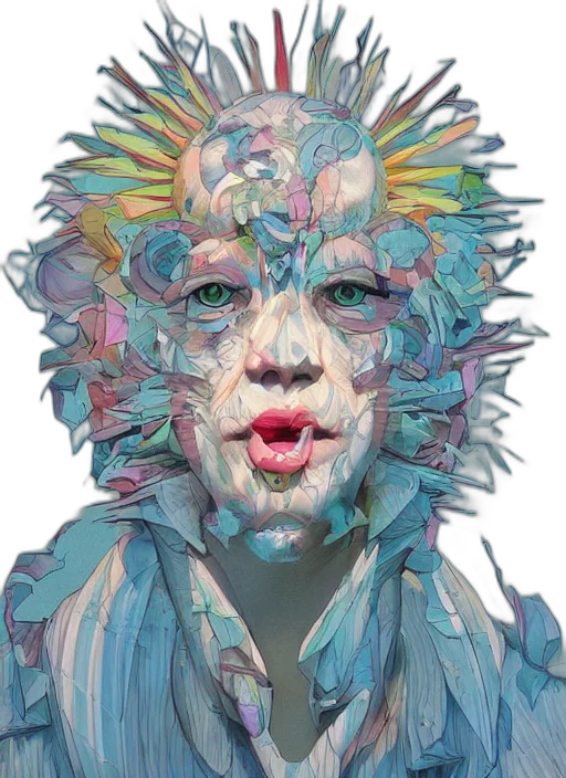 face, mask, creature, photorealistic, concept art, watercolor, fantasy art, pastel transparent PNG cut-out
