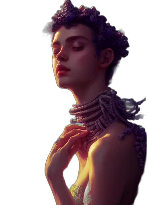 jewelry, crown, face, dress, fantasy art, concept art, photorealistic, cyberpunk transparent PNG cut-out
