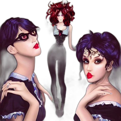 concept art, comic book art, fantasy art, cartoon, dark, red, monochrome, three transparent PNG cut-out
