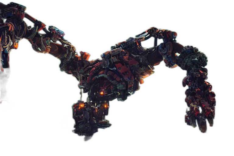 robot, weapon, dragon, jewelry, 3d render, concept art, cyberpunk, pixel art transparent PNG cut-out