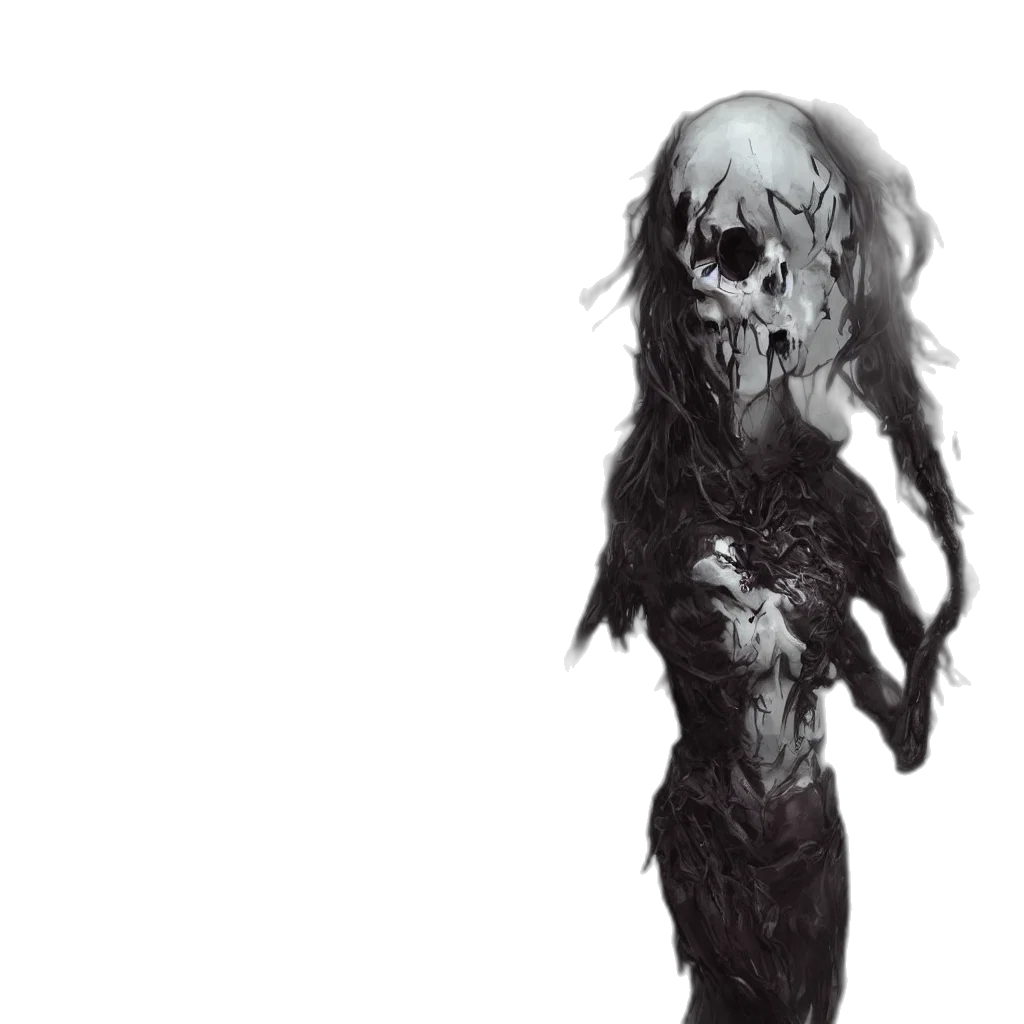 creature, hair, mask, dress, concept art, fantasy art, comic book art, pixel art transparent PNG cut-out