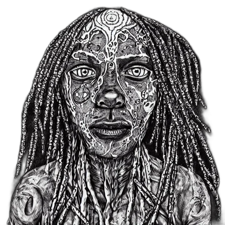 jewelry, face, mask, creature, cartoon, fantasy art, pencil sketch, comic book art transparent PNG cut-out