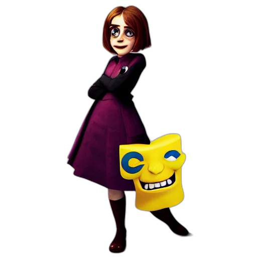 robot, dress, mask, staff, concept art, cartoon, 3d render, pixel art transparent PNG cut-out