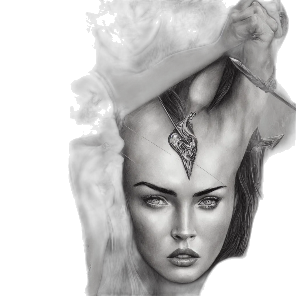 face, crown, mask, fantasy art, pencil sketch, photorealistic, concept art, fire transparent PNG cut-out