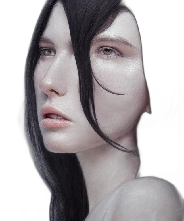 face, mask, hair, robot, photorealistic, oil painting, fantasy art, concept art transparent PNG cut-out