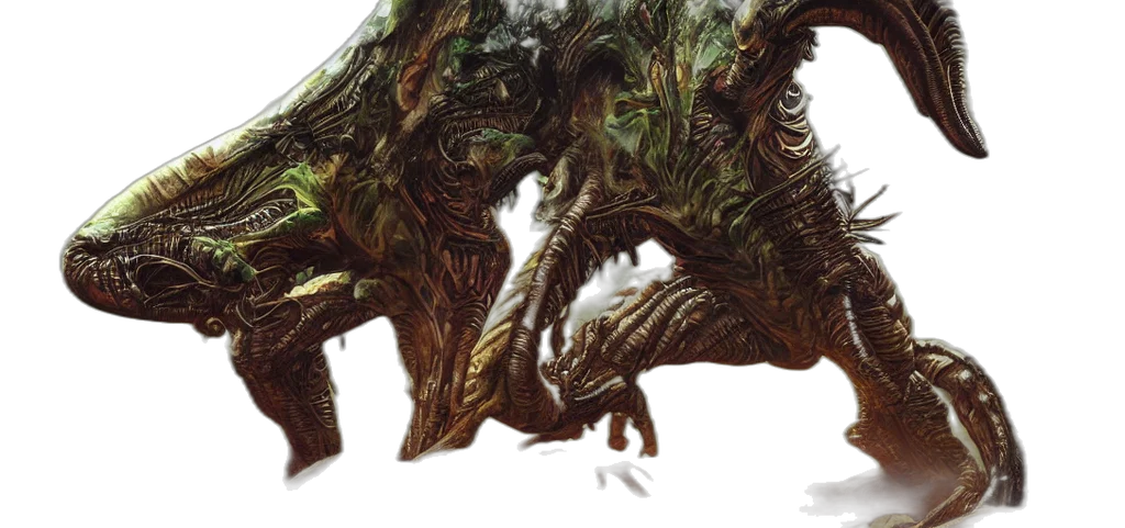 dragon, tree, creature, animal, concept art, fantasy art, photorealistic, 3d render transparent PNG cut-out