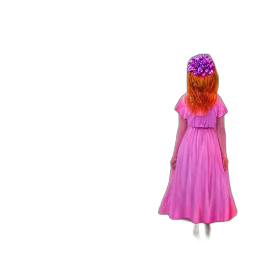 dress, hair, hat, crown, 3d render, concept art, vaporwave, photorealistic transparent PNG cut-out