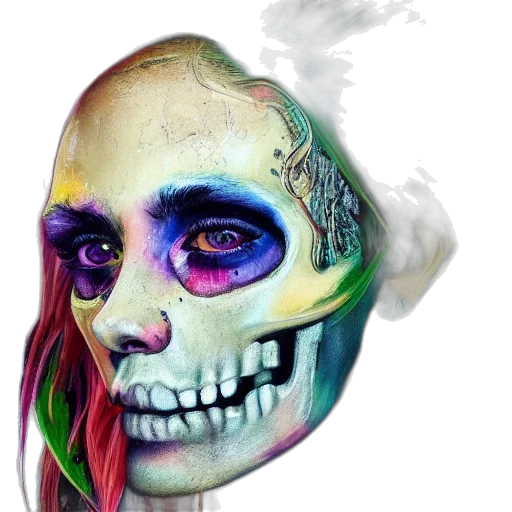 mask, face, fantasy art, photorealistic, watercolor, concept art, fire, colorful transparent PNG cut-out