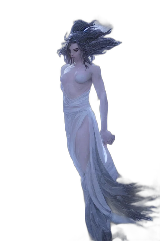 dress, creature, hair, staff, concept art, fantasy art, pixel art, 3d render transparent PNG cut-out