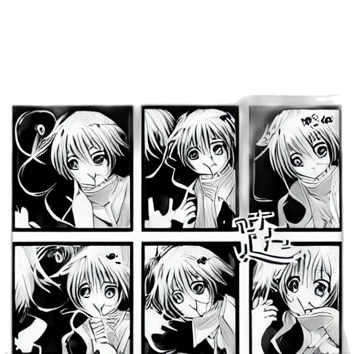 anime, comic book art, cartoon, concept art, monochrome, shoujo, manga, style transparent PNG cut-out